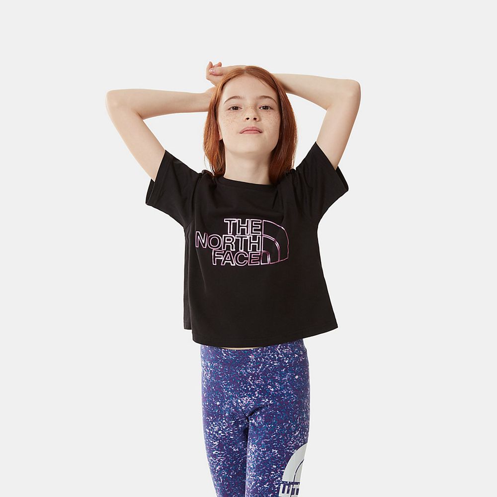 The North Face T-Shirts Girls Australia - The North Face Easy Cropped Black (XHI-852346)